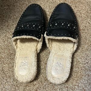 Vince Camuto Womens Alvintal Black Loafer Mule Shoes size 7